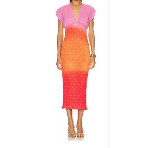Women's Never Fully Dressed Elodie Ombre Midi Dress Size 6 Pink Orange NWT
